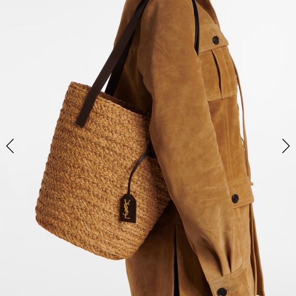 Yves Saint Laurent Panier Small Natural Straw Tote- Authentic - Picture 7 of 9